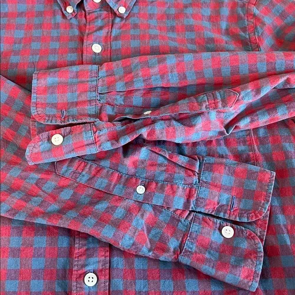 JCrew Classic Fit Stretch Button Down Shirt Red/Blue Plaid Size Small